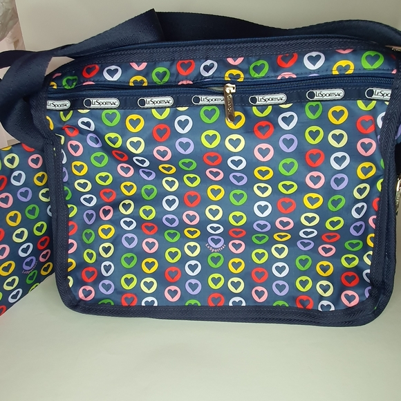 LeSportSac "Go Go Navy" Deluxe Everyday Bag Messenger/Crossbody Bag + pouch NWT - Picture 9 of 14